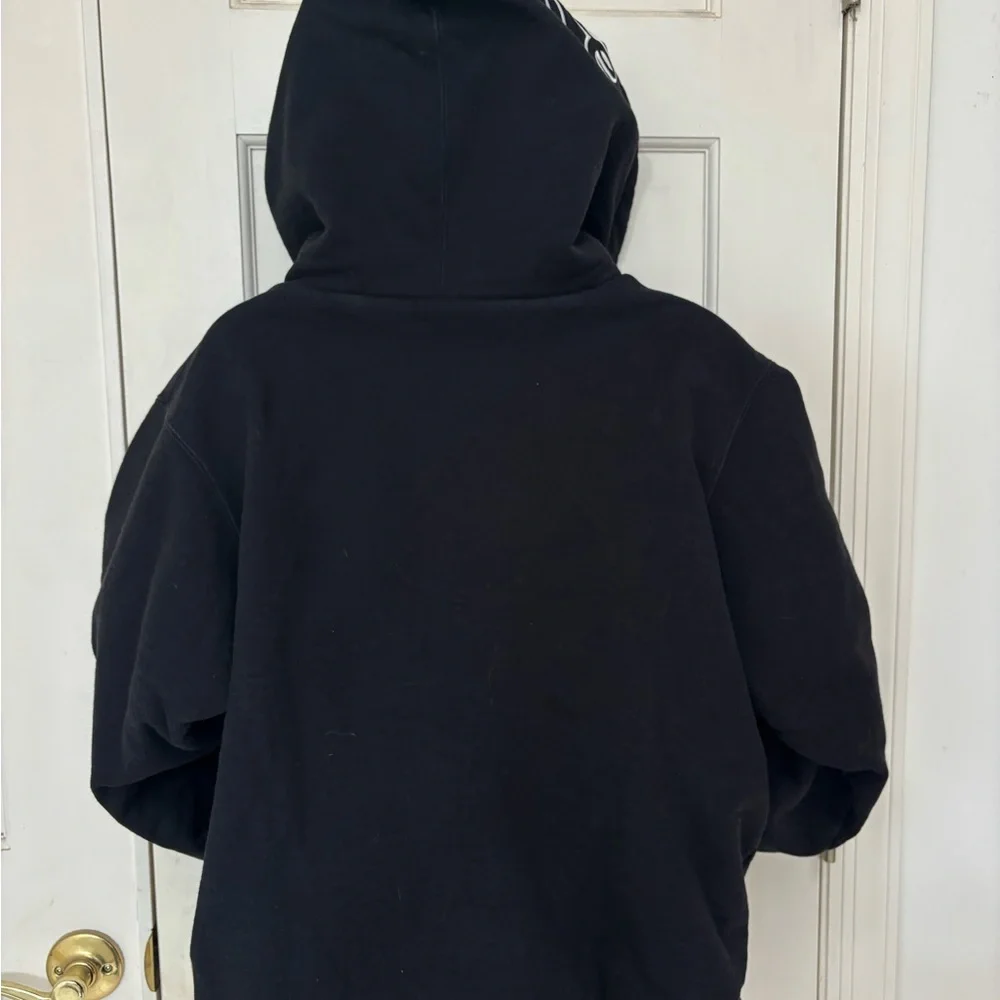 Supreme Black Zip Up Hoodie with Red Script Tag - Picture 3 of 7